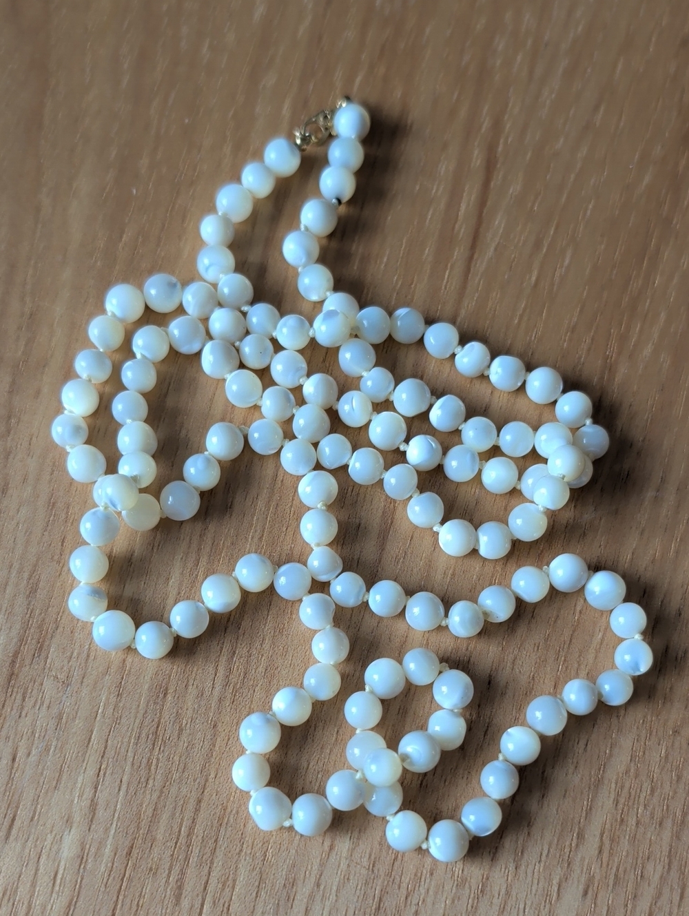 Monet Cream Mother Of Pearl Beaded Necklace with Gold-Tone Clasp